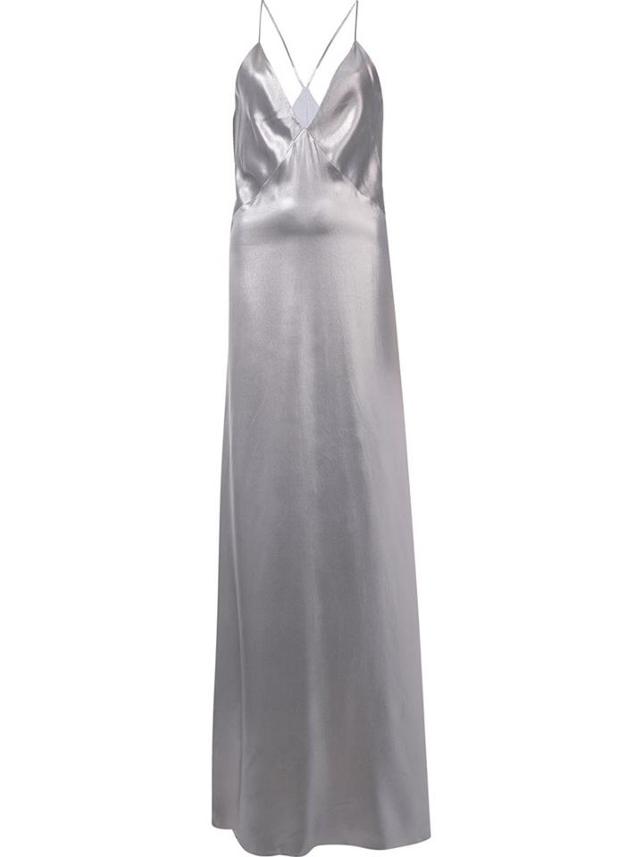 Galvan Satin Maxi Dress, Women's, Size: 36, Grey, Triacetate/silk/polyester