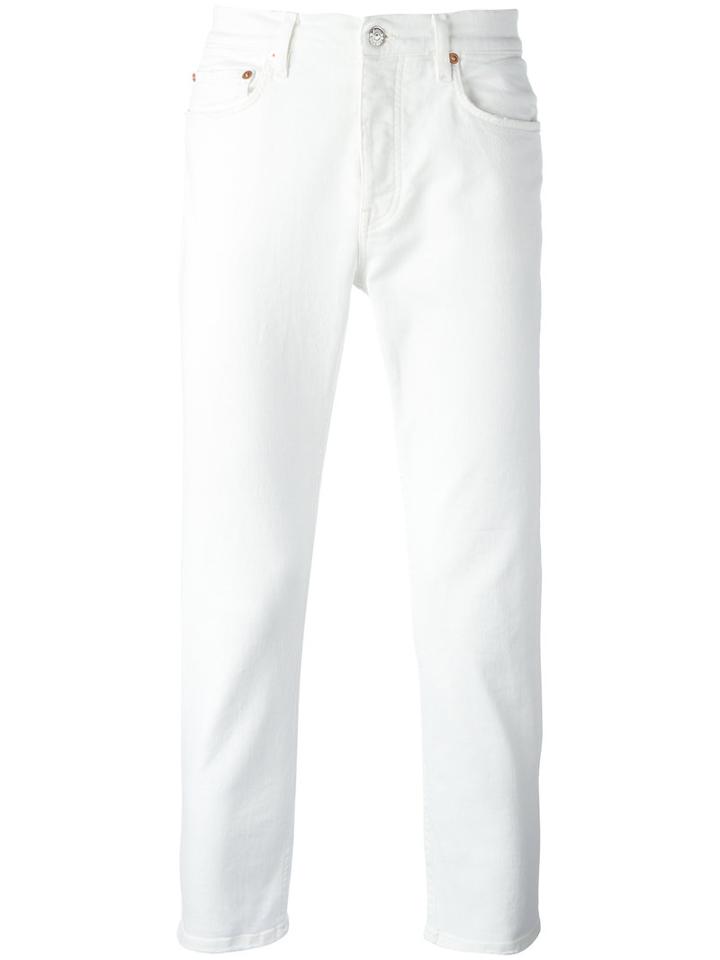 Acne Studios Cropped Chinos, Men's, Size: 36, White, Cotton/spandex/elastane