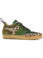 Leather Crown Patchwork Sneakers - Green