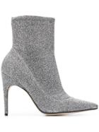 Sergio Rossi Pointed Glitter Boots - Grey