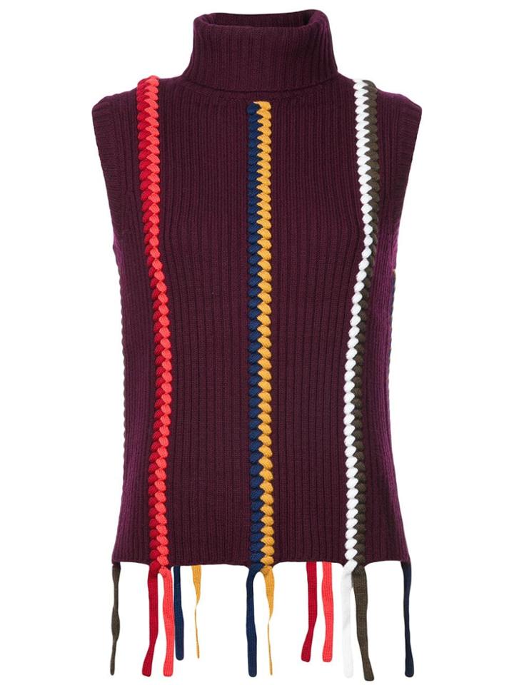 Derek Lam 10 Crosby Sleeveless Turtleneck With Braid Detail -