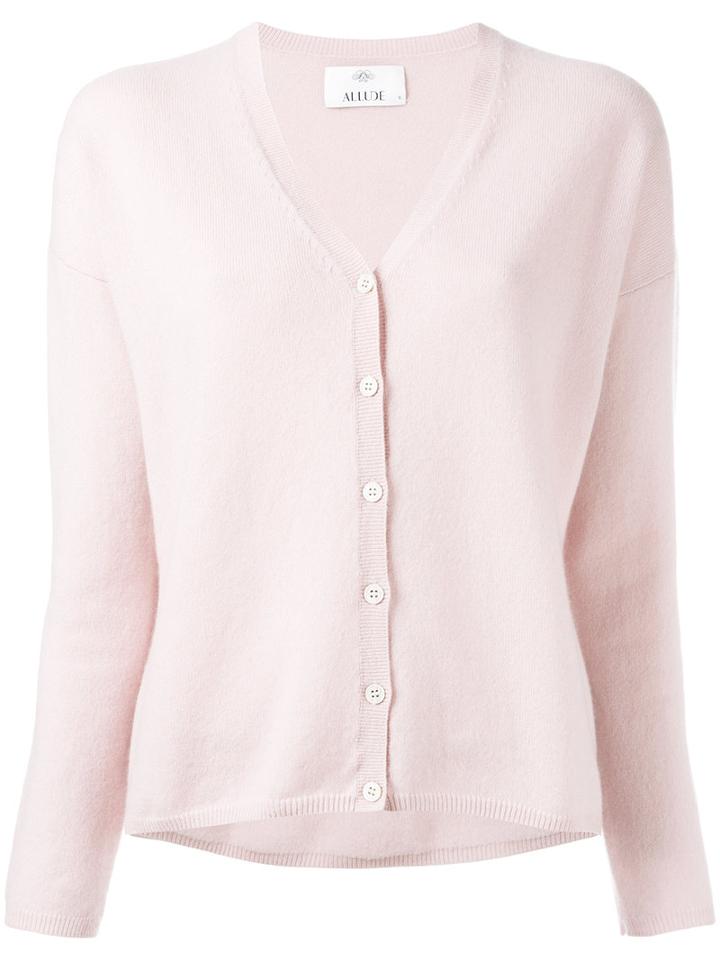 Allude - V-neck Buttoned Cardigan - Women - Cashmere - L, Women's, Pink/purple, Cashmere