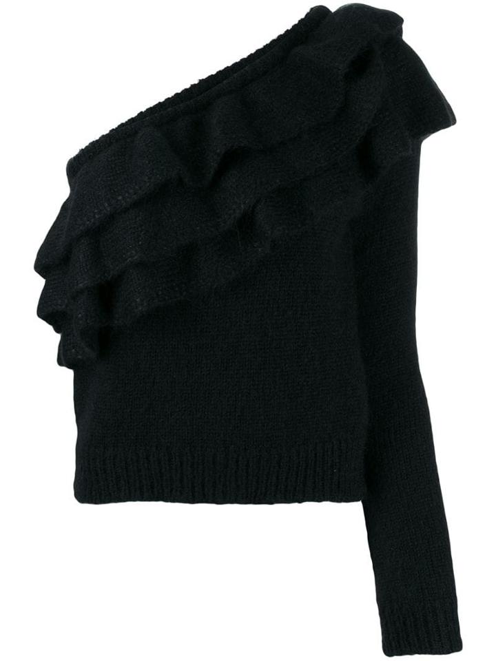 Philosophy Di Lorenzo Serafini Ruffle Knit One-shoulder Top - Black