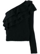 Philosophy Di Lorenzo Serafini Ruffle Knit One-shoulder Top - Black
