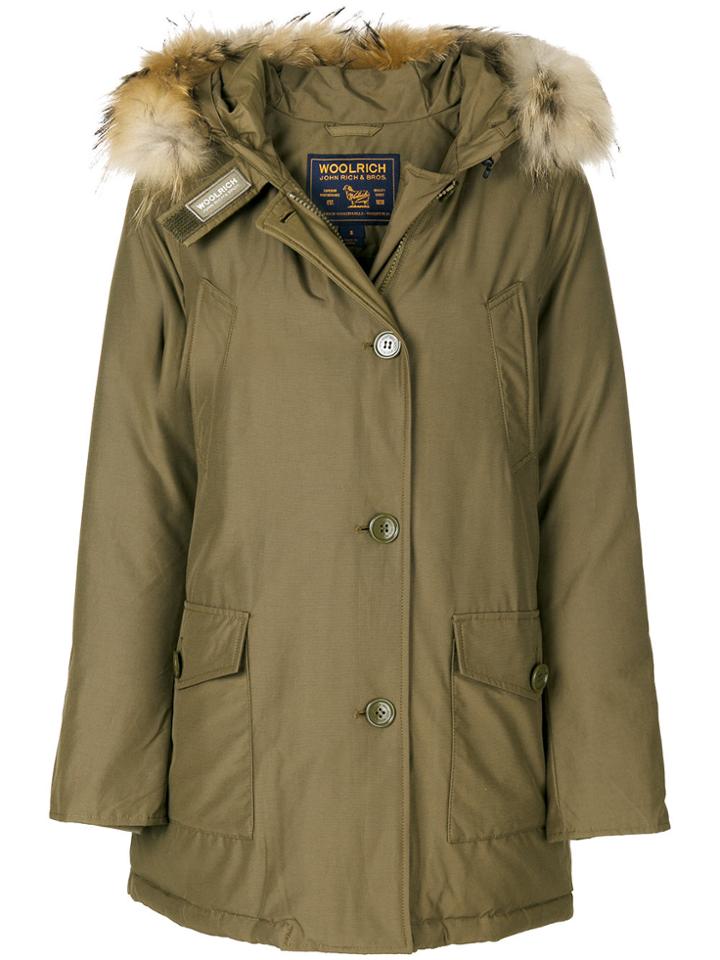 Woolrich Fur Trim Hooded Parka - Green