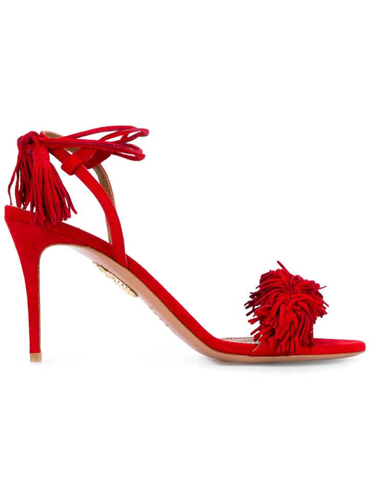Aquazzura Red Suede Wild Thing 85 Sandals
