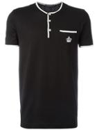 Dolce & Gabbana Crown Henley T-shirt, Men's, Size: 46, Black, Silk/cotton
