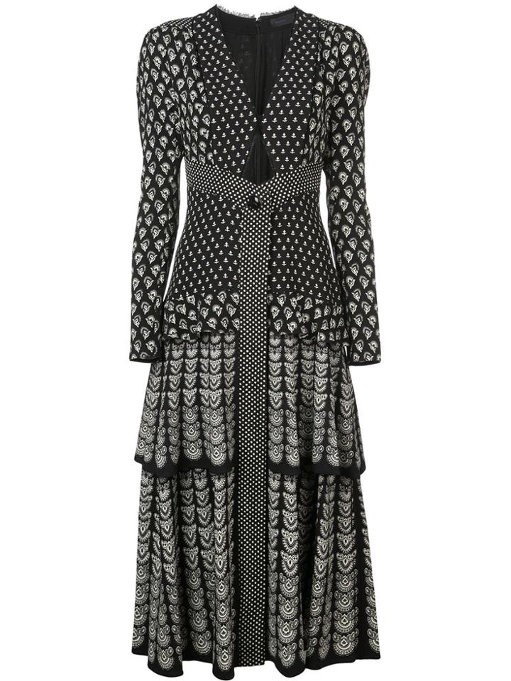 Proenza Schouler Block Print Long Sleeve Dress - Black