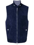 Brunello Cucinelli - Cashmere Gilet - Men - Cotton/leather/nylon/cashmere - Xxl, Blue, Cotton/leather/nylon/cashmere