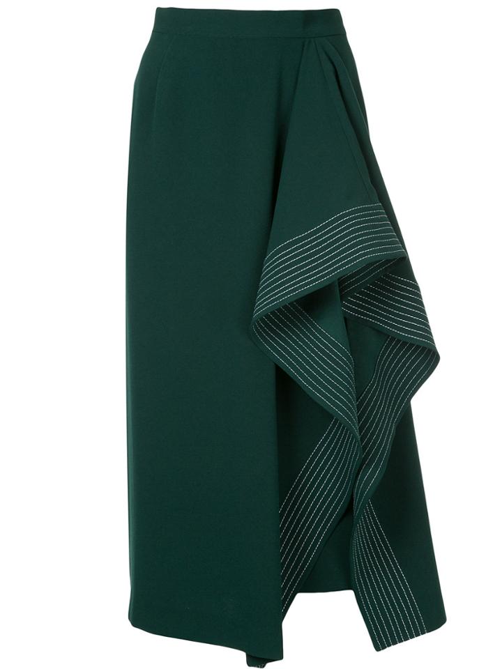 Le Ciel Bleu Contrast Stitch Ruffled Skirt - Green