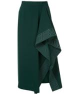 Le Ciel Bleu Contrast Stitch Ruffled Skirt - Green