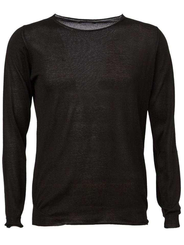 Roberto Collina Rolled Hem Jumper, Men's, Size: 54, Black, Cotton