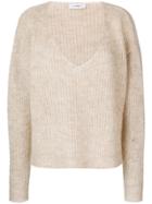 Mauro Grifoni Drop Shoulder V-neck Sweater - Nude & Neutrals
