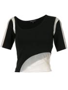 Gloria Coelho Tulle Panels Cropped T-shirt - Black