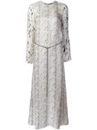 Calvin Klein Collection Printed Longsleeved Long Dress