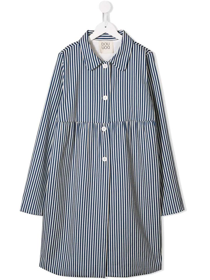 Douuod Kids Striped Classic Coat - Blue