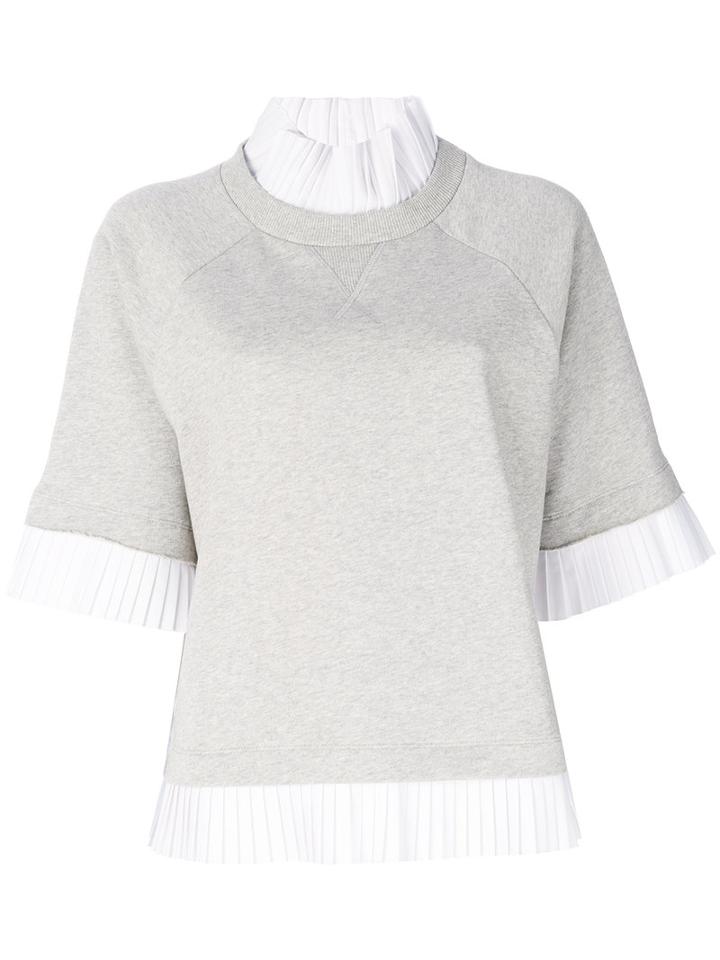 Mm6 Maison Margiela - Pleated Detail Sweatshirt - Women - Cotton - M, Grey, Cotton