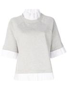 Mm6 Maison Margiela - Pleated Detail Sweatshirt - Women - Cotton - M, Grey, Cotton