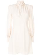 Chloé - Tie Neck Skater Dress - Women - Silk/cotton/polyester/viscose - 40, Nude/neutrals, Silk/cotton/polyester/viscose