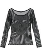 Hysteric Glamour Skull Face Detail Mesh Top - Black