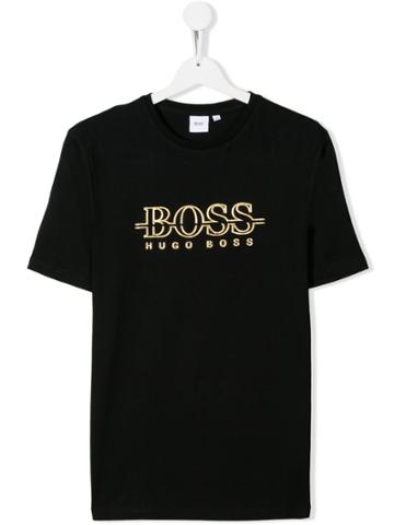 Boss Kids Teen Logo Printed T-shirt - Black