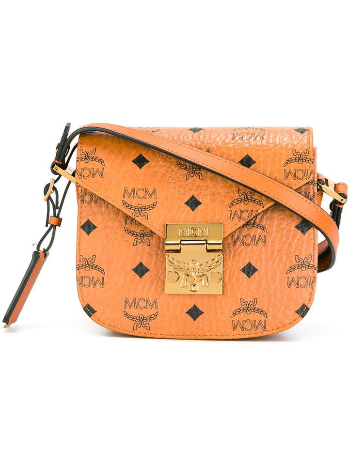 Mcm Logo Printed Bag, Women's, Brown, Calf Leather
