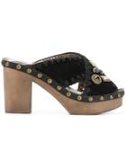 Mou Studded Platform Mules - Black