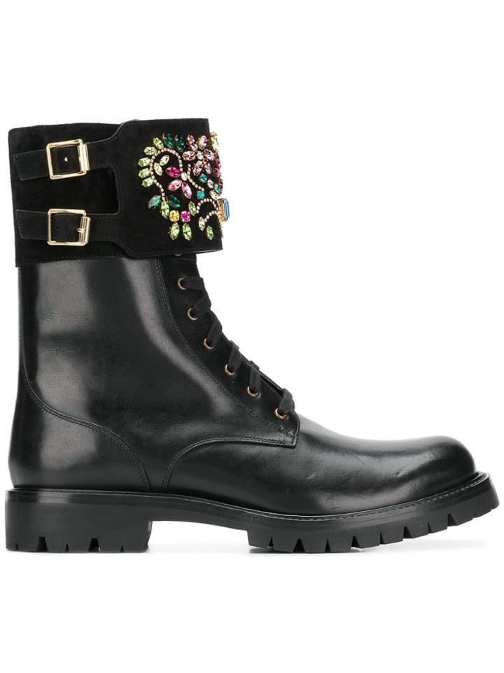 René Caovilla Combat Boots - Black
