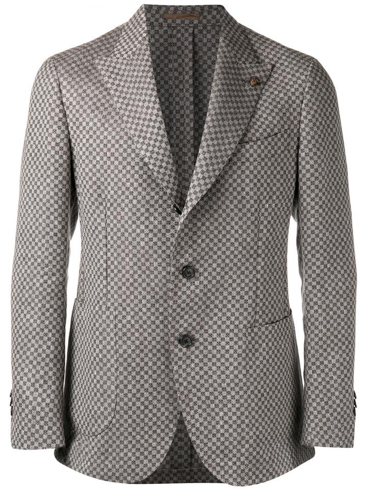 Gabriele Pasini Checked Pattern Blazer, Men's, Size: 48, Brown, Viscose/linen/flax