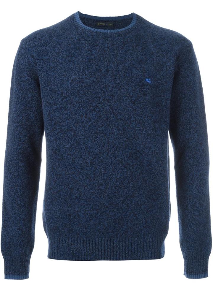 Etro Embroidered Logo Jumper, Men's, Size: Xl, Blue, Wool