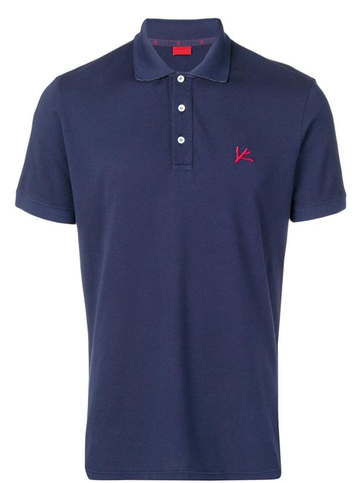 Isaia Chest Logo Polo Shirt - Blue