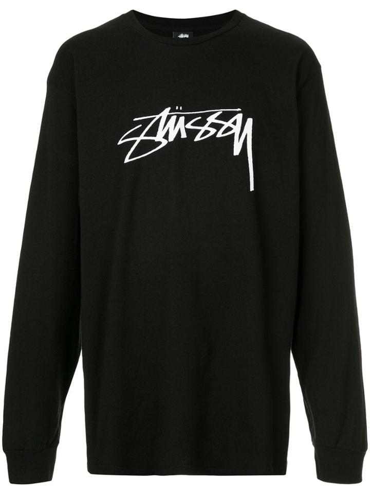 Stussy Logo Print Sweater - Black