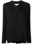 Michael Michael Kors Band Collar Blouse, Women's, Size: Medium, Black, Silk