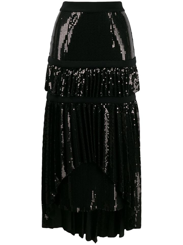Atu Body Couture Asymmetric Embellished Skirt - Black