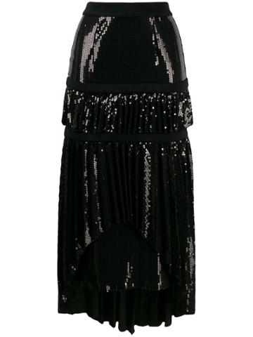 Atu Body Couture Asymmetric Embellished Skirt - Black
