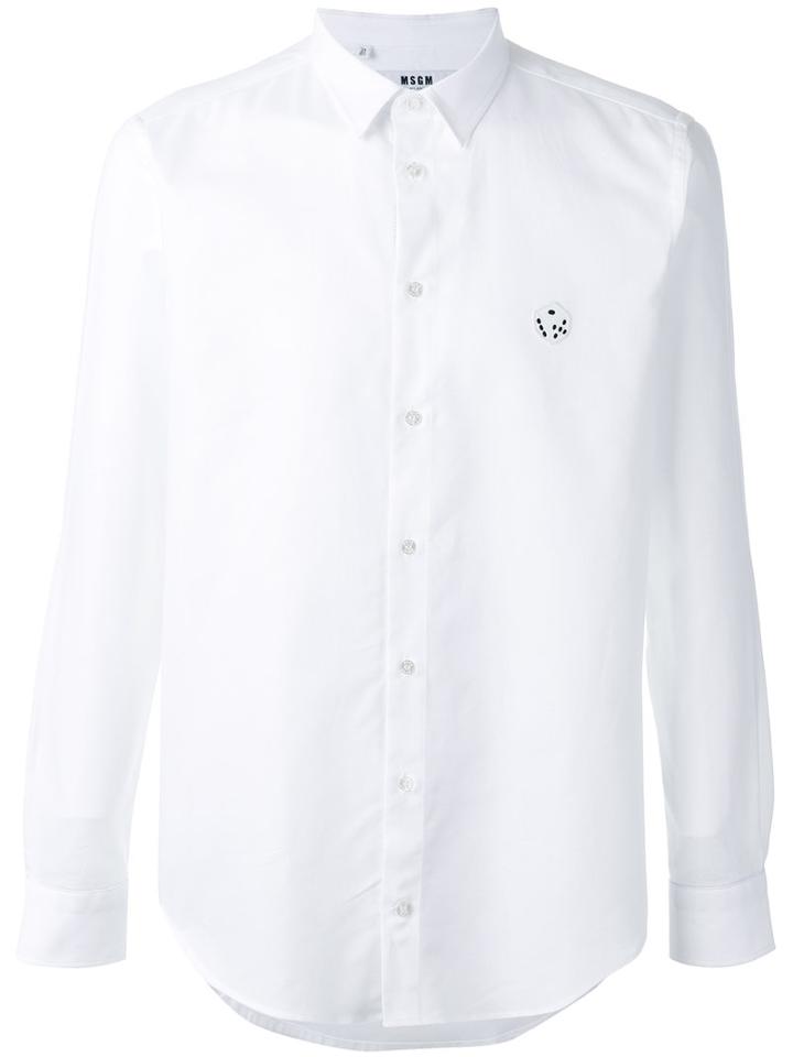 Msgm - Embroidered Dice Shirt - Men - Cotton - 40, White, Cotton