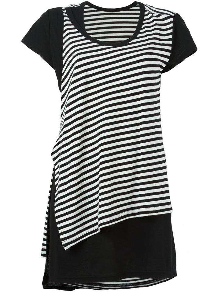 Y's Striped Asymmetric T-shirt