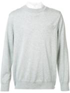 Sacai Chest Pocket Jumper, Men's, Size: 2, Grey, Cotton/polyester/cupro