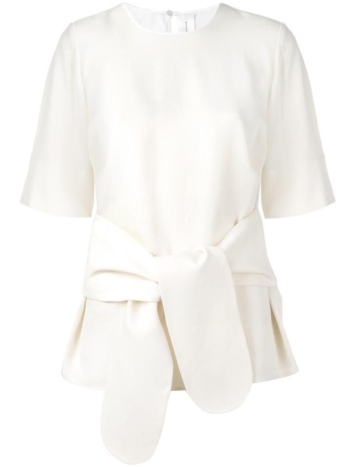 Victoria Victoria Beckham Tie Front T-shirt, Women's, Size: 10, White, Viscose/polyester