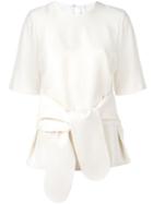 Victoria Victoria Beckham Tie Front T-shirt, Women's, Size: 10, White, Viscose/polyester