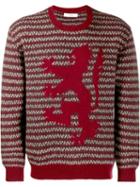 Pringle Of Scotland Herringbone Lion Sweater - Red
