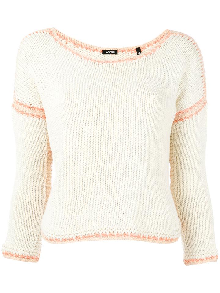 Aspesi - Crew Neck Jumper - Women - Cotton - 40, White, Cotton
