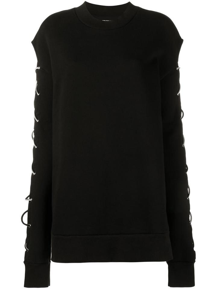 Filles A Papa Lace-up Sleeve Sweatshirt, Women's, Size: 0, Black, Cotton