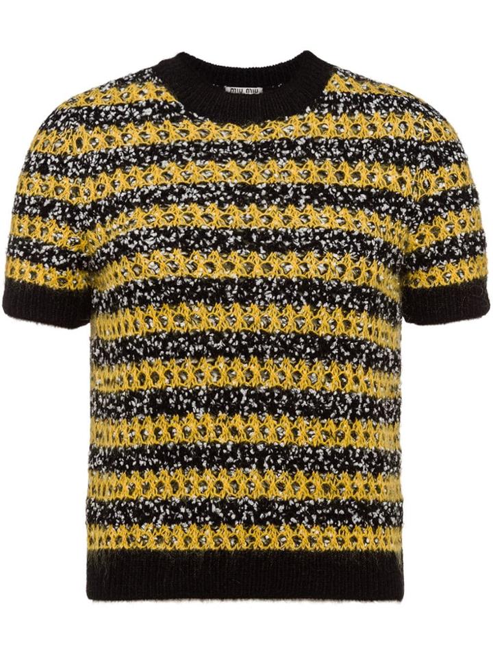 Miu Miu Shortsleeved Knit Jumper - Black