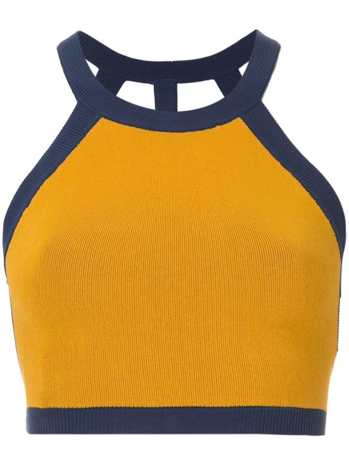 Nagnata Strap Back Crop Sports Top - Yellow