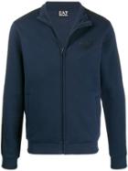 Ea7 Emporio Armani Logo Stripe Zip-up Sweatshirt - Blue