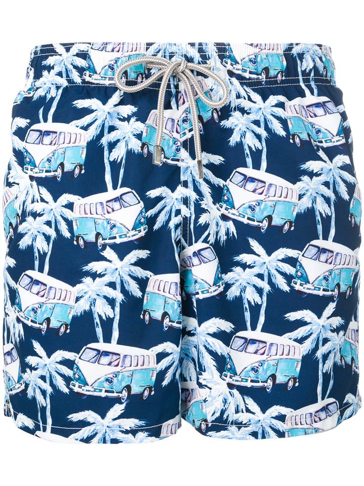 Mc2 Saint Barth - Anchor Printed Swim Shorts - Men - Polyamide/polyester/spandex/elastane - M, Blue, Polyamide/polyester/spandex/elastane