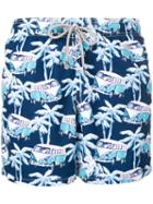 Mc2 Saint Barth - Anchor Printed Swim Shorts - Men - Polyamide/polyester/spandex/elastane - M, Blue, Polyamide/polyester/spandex/elastane
