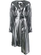 Wanda Nylon Asymmetric Button-up Dress - Metallic