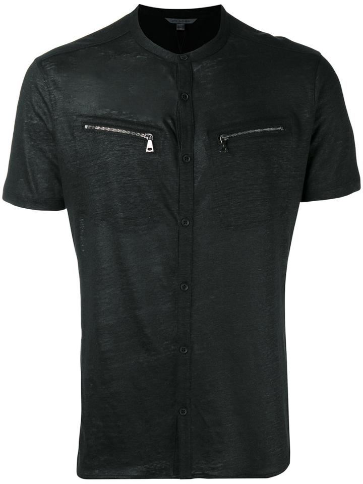 John Varvatos Zip Pocket T-shirt, Men's, Size: Medium, Black, Linen/flax